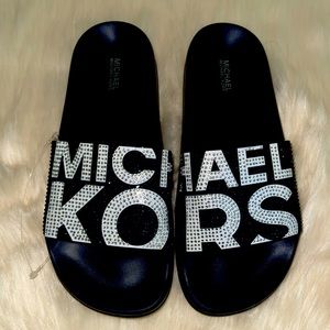 Michael Kors Studded Slides - navy - size 8 - NWOT